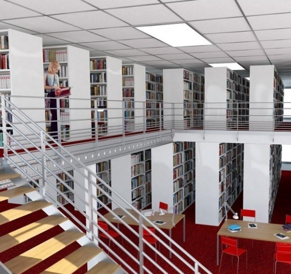 Regały biblioteczne Proclass z antresolą
													